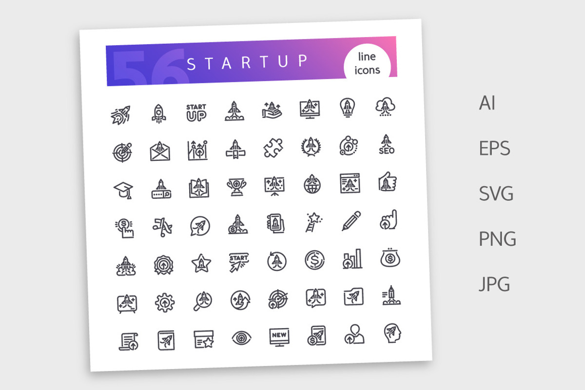 Startup Line Icons Set, an Outline Icon by Voysla's Shop (Photo 4 of 4)