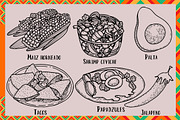 Mexican food. Hand drawn clipart., a Food Illustration by TatianaBannikova (Thumbnail 4 of 8)