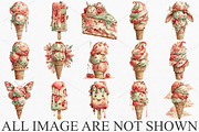 Whimsical Summer ice Cream Clipart, a Seasonal Illustration by Canvas Craft (Thumbnail 4 of 7)