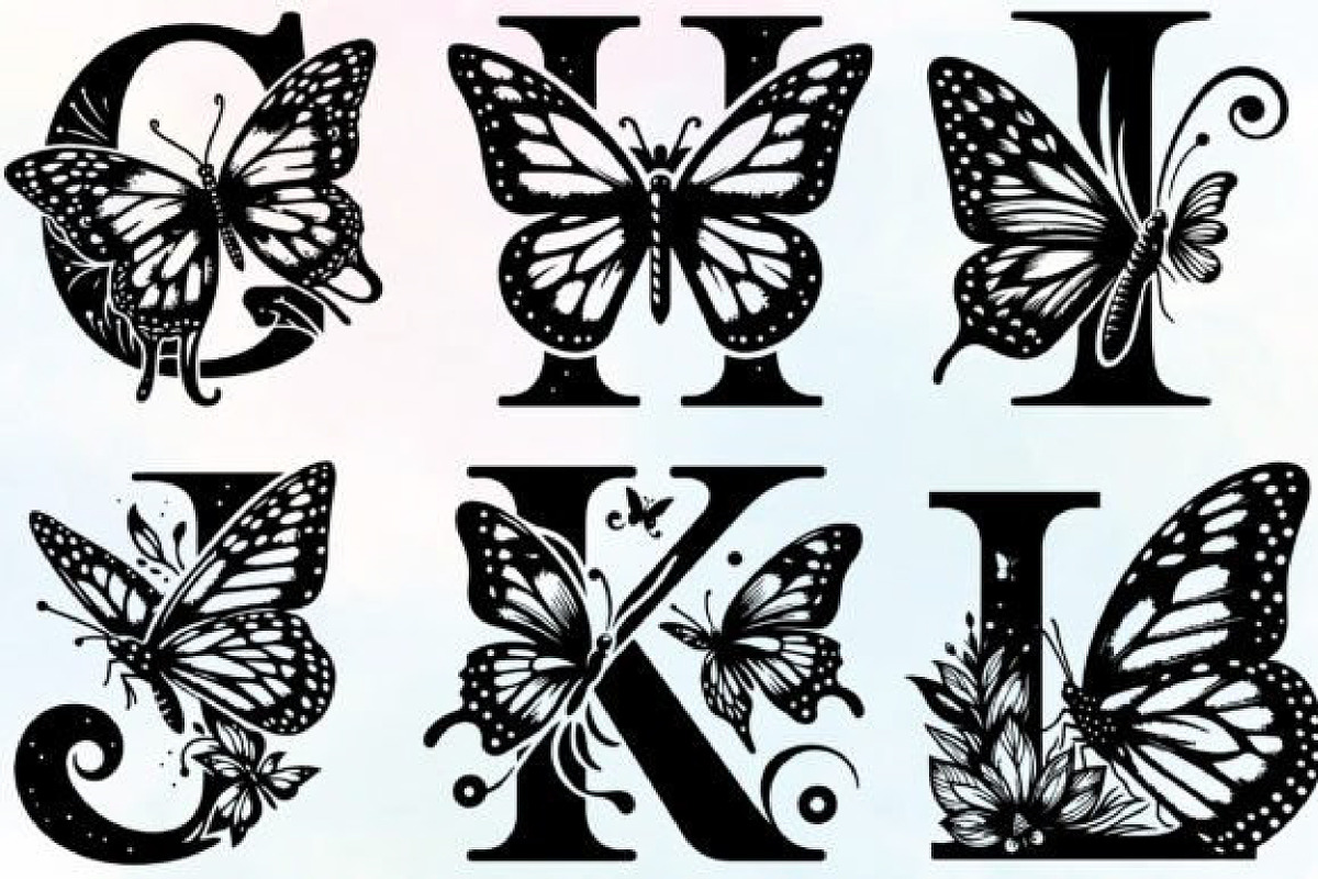 Butterfly Monogram Alphabet PNG, an Illustration by CraftArtStudio (Photo 2 of 6)