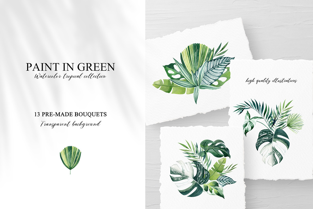 Paint In Green Watercolor Collection, a Texture Illustration by Natalia Fedorova (Photo 11 of 14)