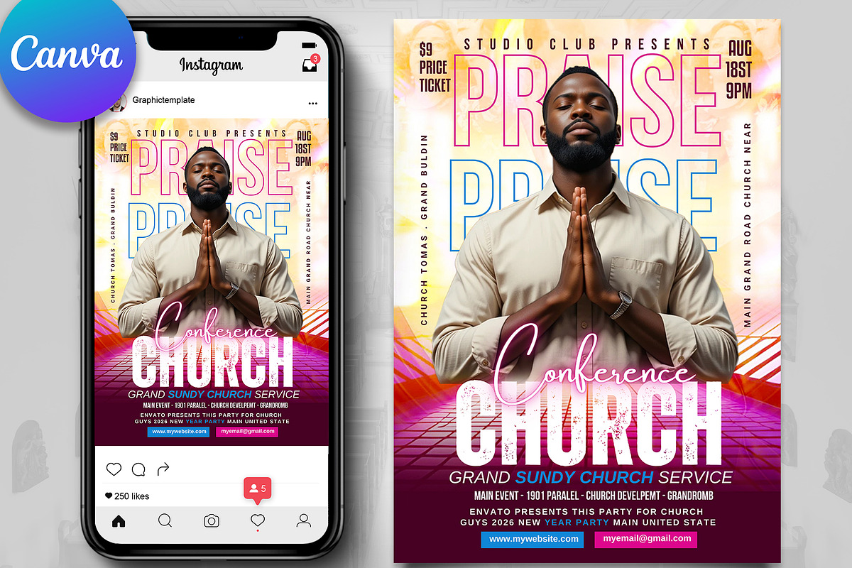 Worship Conference Church Flyer, a Flyer Template by Psd Templates (Photo 1 of 3)