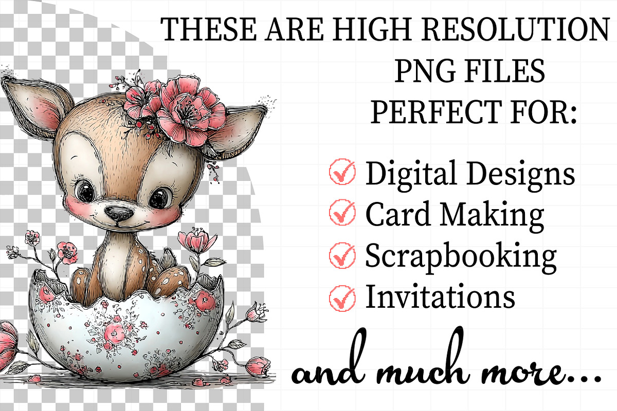 Whimsical Easter Cute Deer Clipart, an Illustration by Daily.Designs (Photo 2 of 7)