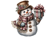 Snowman With Gift Clipart PNG, an Illustration by Memories By Lea (Thumbnail 11 of 17)
