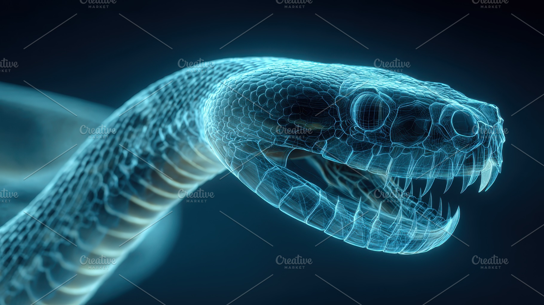Wireframe Snake Digital Art Blue Sca, a Photo by Pixeness Studio