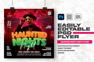 Haunted Night Party Flyer Design, a Flyer Template by Shajib Shikder