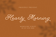 Hearty Morning - New Monoline Script, a Script Font by Ef Studio (Thumbnail 1 of 8)