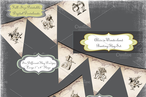 Alice in Wonderland Bunting Flags preview 6