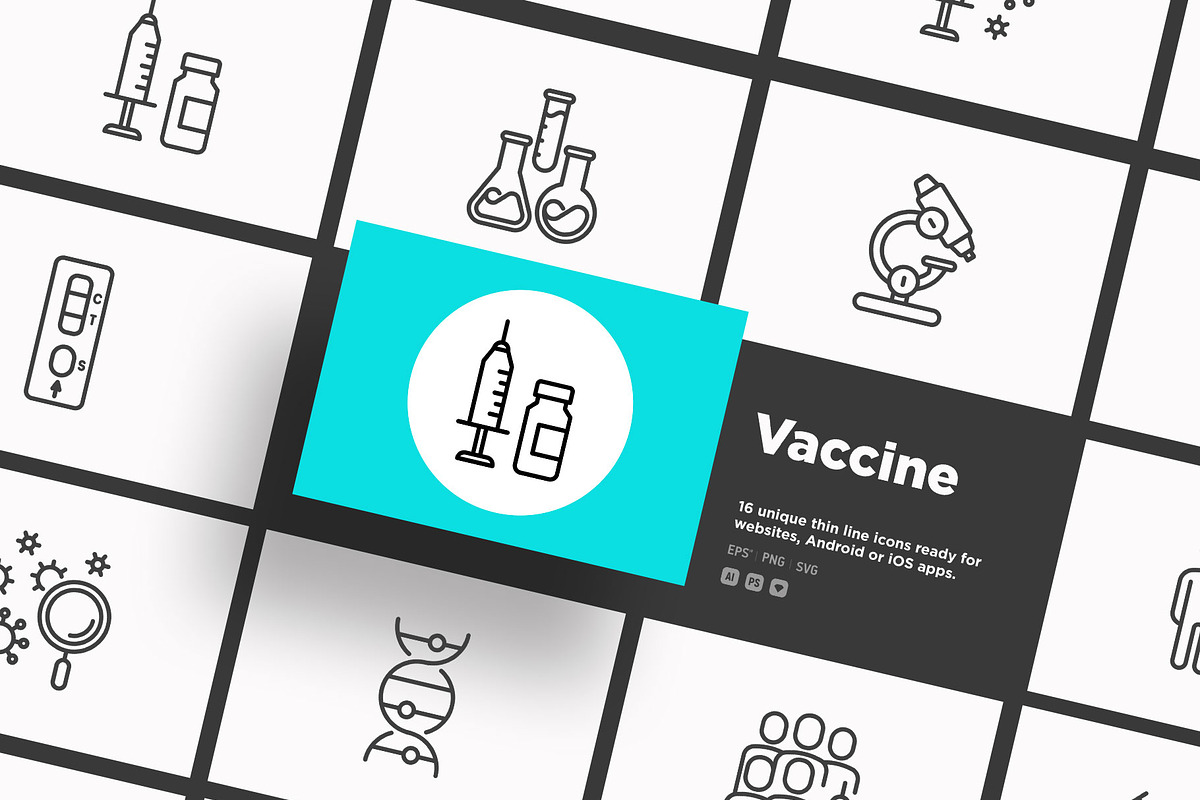 Vaccine | 16 Thin Line Icons, an Outline Icon by Alex Blogoodf (Photo 14 of 15)