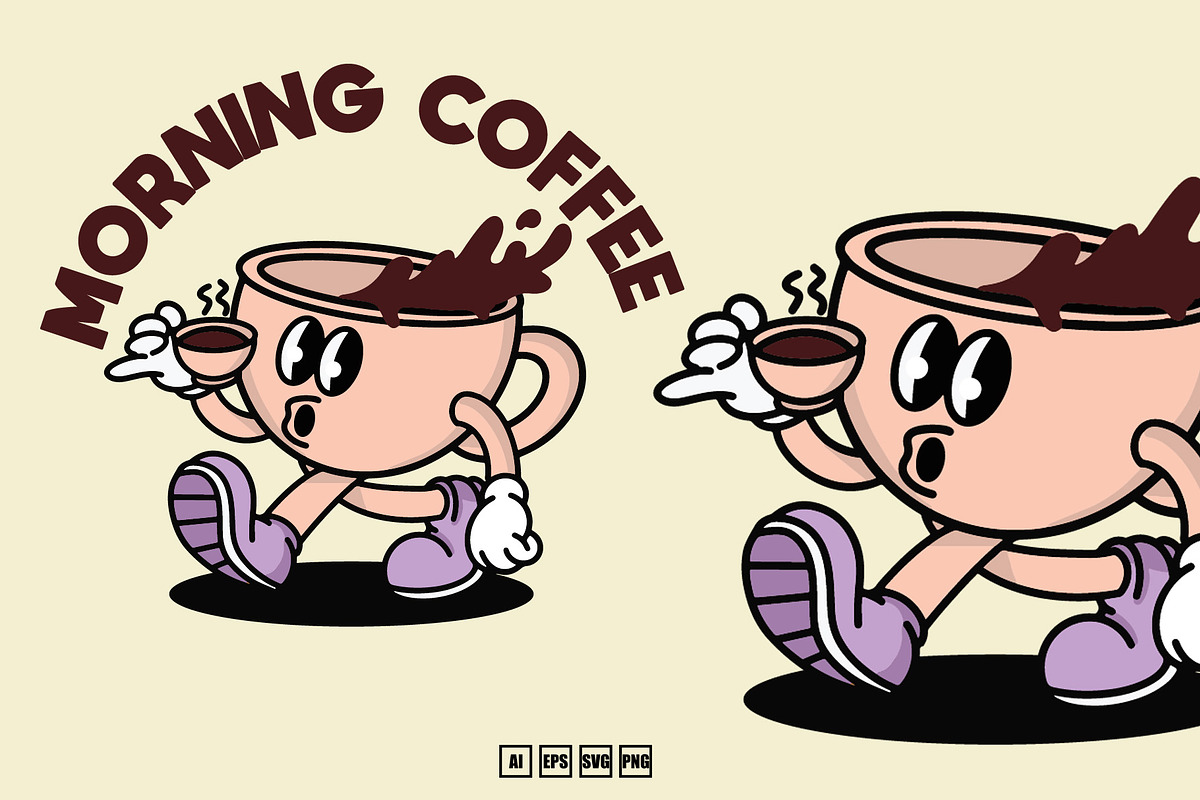 Morning Coffee Club Mascot, an Illustration by kalehstudio