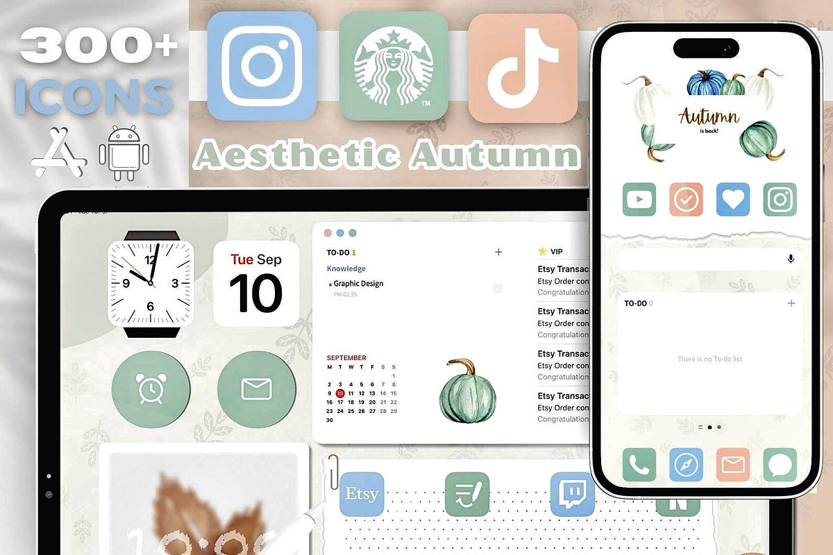 Aesthetic Autumn iPad a iPhone Theme, a Background Graphic by BeeRubby (Photo 1 of 10)