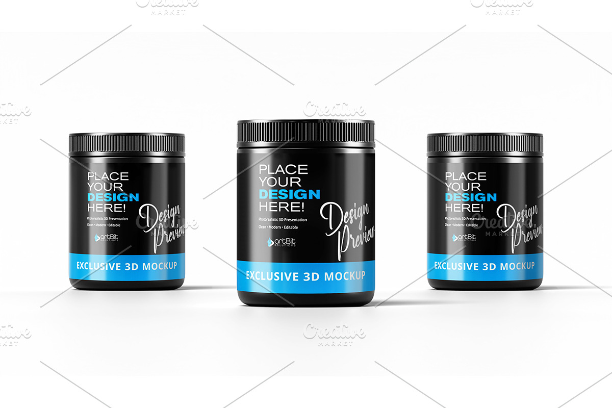 Plastic Jar with Screw Cap Mockup, a Packaging Mockup by artBit Design Studio (Photo 7 of 10)