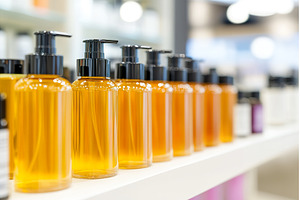Array of orange pump bottles on a, a Beauty & Fashion Photo by Lermont51