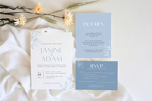 Dusty Blue Wedding Invite Template