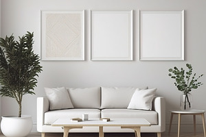mockup living room whit frames, an Architecture Photo by Virgo Studio