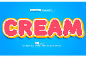 Cream Vector 3d Editable Text Effect