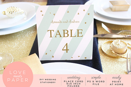 Table Place Card Template PC3009, a Card Template by Love Meets Paper