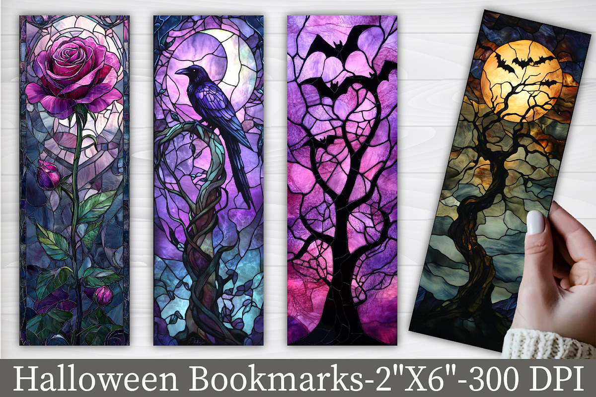 Gothic stain glass bookmark, an Illustration by Libby Wishes