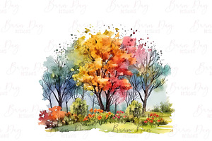 Watercolor Spring Garden Clipart