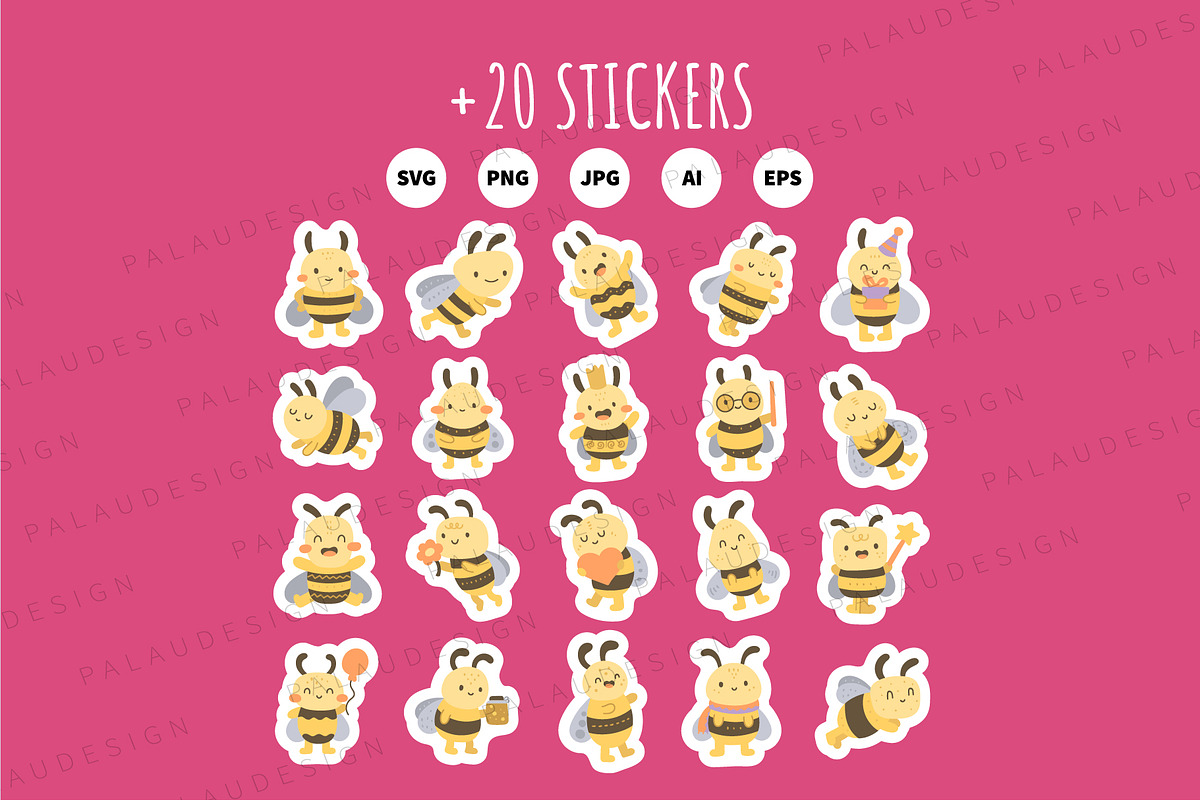 Bee Clipart Bundle, an Animal Illustration by Palau (Photo 9 of 10)