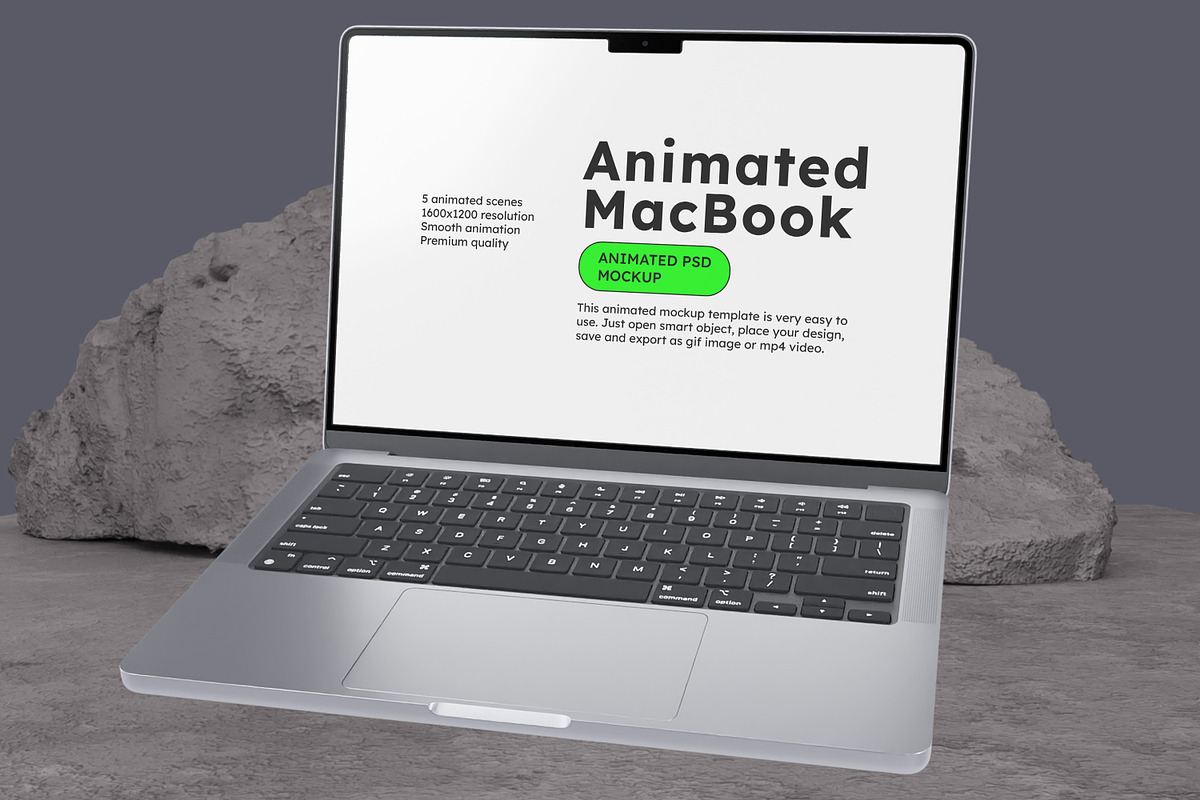 Animated Macbook Pro Mockup, a Mac Mockup by Modern Studio (Photo 4 of 8)