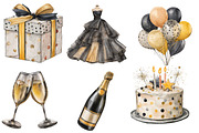 Watercolor New Year Clipart, an Illustration by Designworld (Thumbnail 2 of 4)