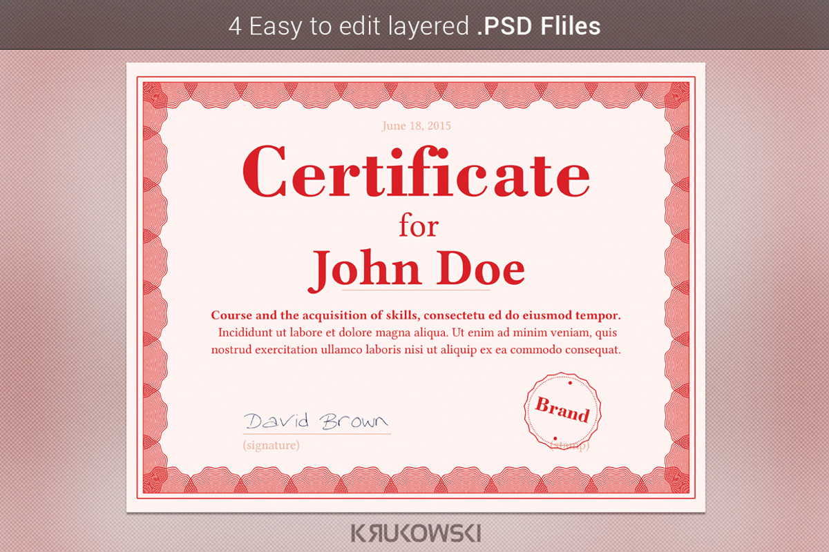 Red Certificate Template, a Stationery Template by Krukowski Graphics (Photo 3 of 3)