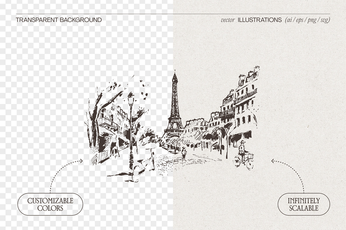 Paris Street Scene Sketches, a Work Illustration by TheMountBirdStudio (Photo 2 of 7)