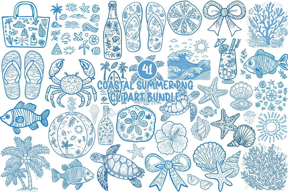 Coastal Summer Png Clipart Bundle, an Illustration by SinaCreation (Photo 1 of 11)
