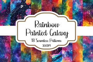 Rainbow Painted Galaxy Patterns, a Pattern Graphic by PrintablesByFranklyn