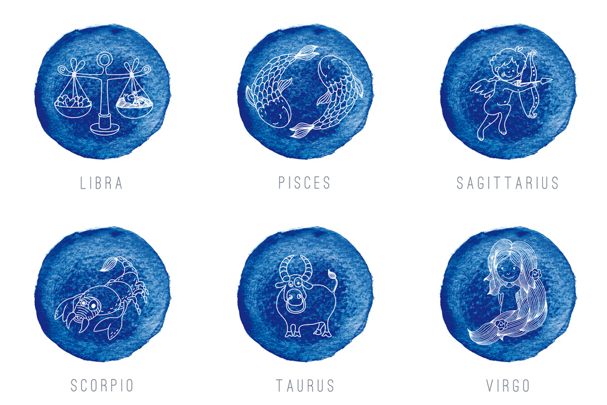 Watercolor zodiac signs, an Illustration by Blue Ink Studio (Photo 3 of 4)
