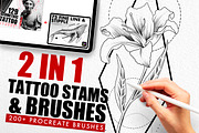 2 in 1 Tattoo Brushes for Procreate, a Brush Add-On by Nuclear Brushes (Thumbnail 1 of 9)