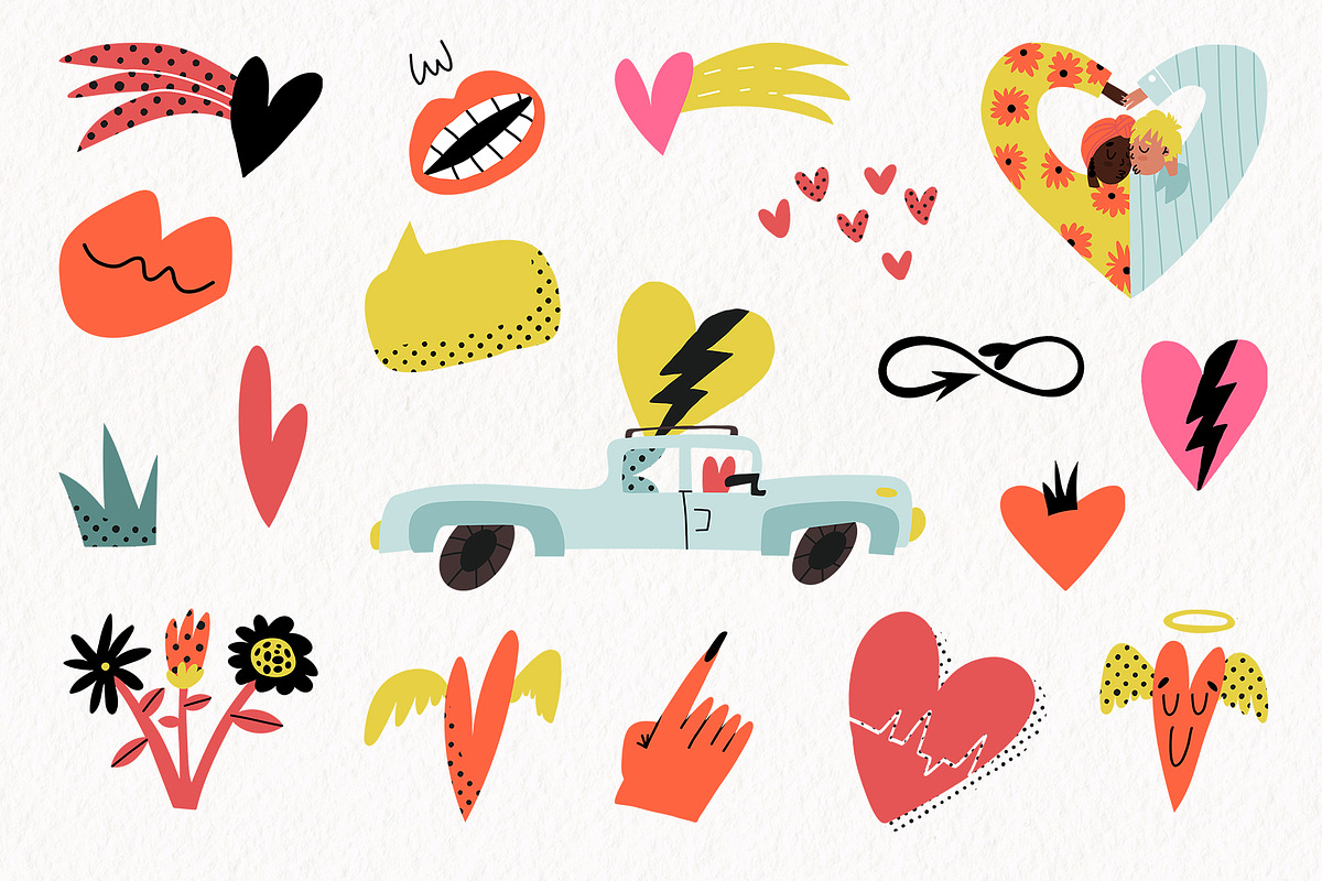 Groovy Valentine clipart collection, a Seasonal Illustration by Paper Cherry (Photo 3 of 21)