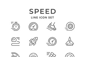 Set line icons of speed, an Outline Icon by motorama