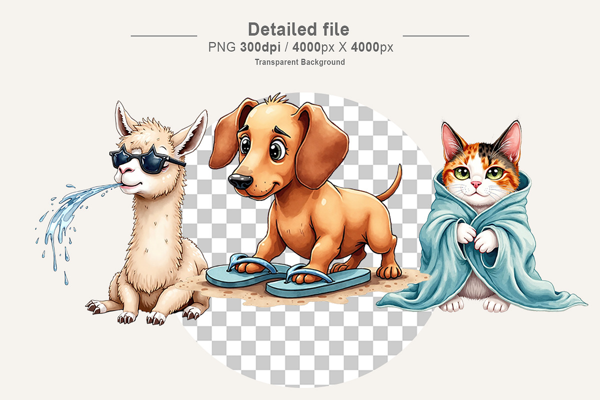 Sarcastic Summer Animals Clipart, an Illustration by Artnoy (Photo 3 of 8)