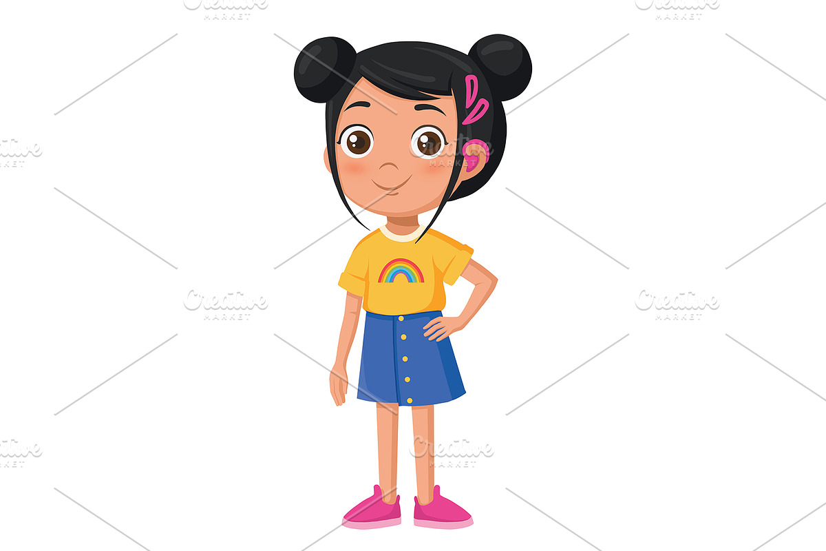 Cartoon girl character, a Person Illustration by Elen_Art