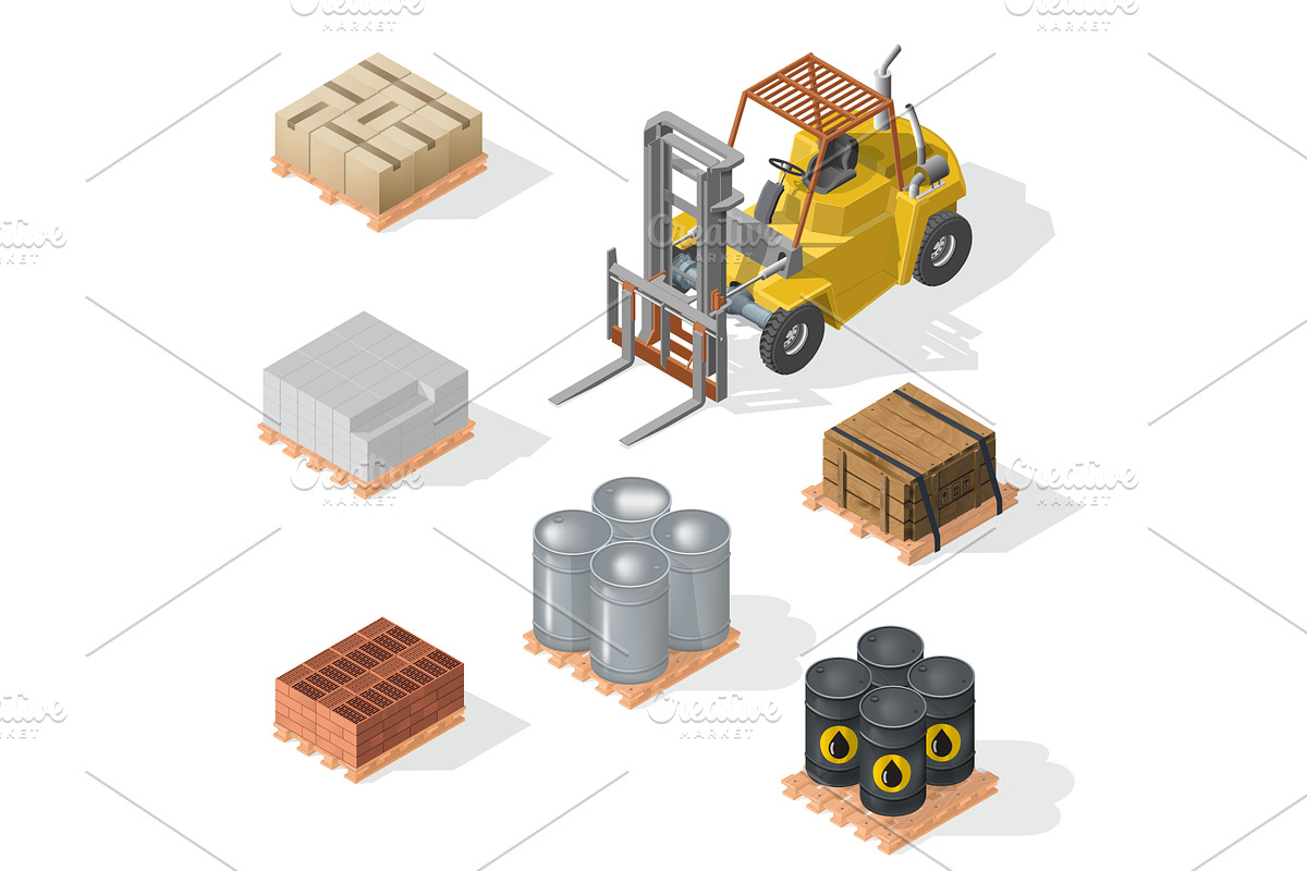 Included forklift, boxes with pallet, a Transportation Illustration by piter.goskov