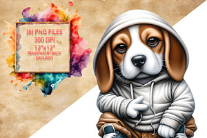 Streetwear Beagle PNG Set