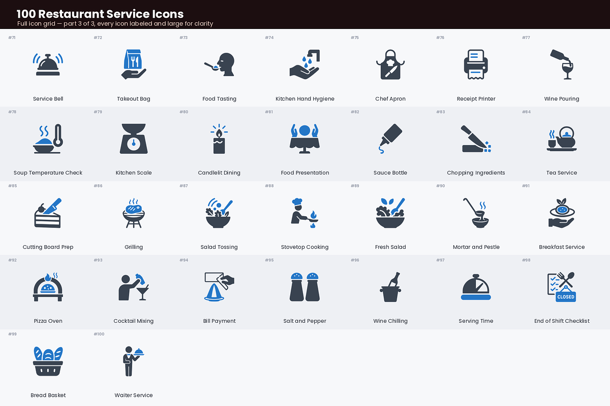 100 Restaurant Service Icons, a Duotone Icon by Symbolic Language (Photo 4 of 5)