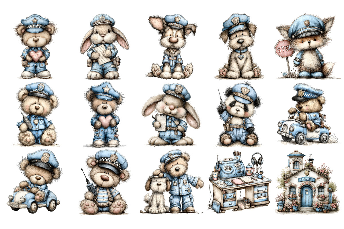 Whimsical Watercolor Police PNG, a Person Illustration by Nicolle's Colorful Art (Photo 2 of 4)