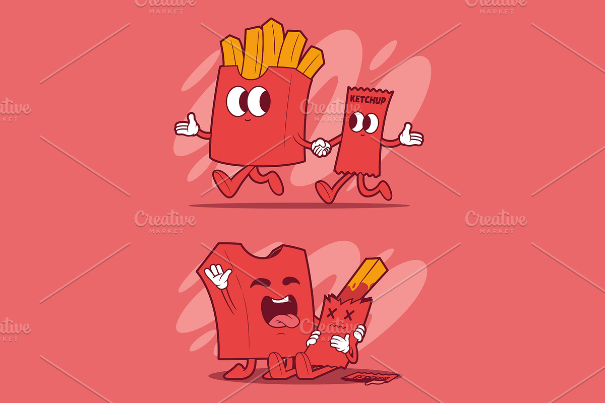 Ketchup and Fries!, a Food Illustration by pedrors