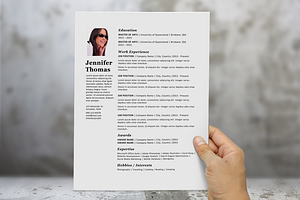 Simple Photograph Resume Template