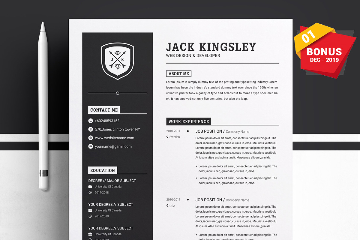Resume/CV Bundle | 200+ for $29, a Resume Template by ResumeInventor (Photo 87 of 207)