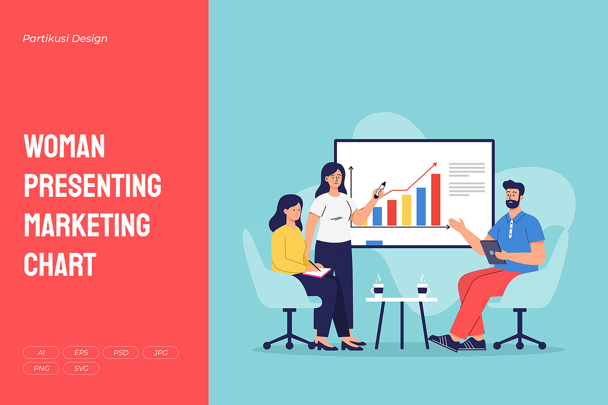 Woman Presenting Marketing Chart, a Work Illustration by Partikusi Design (Photo 1 of 3)