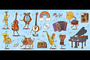 Groovy music instrument characters