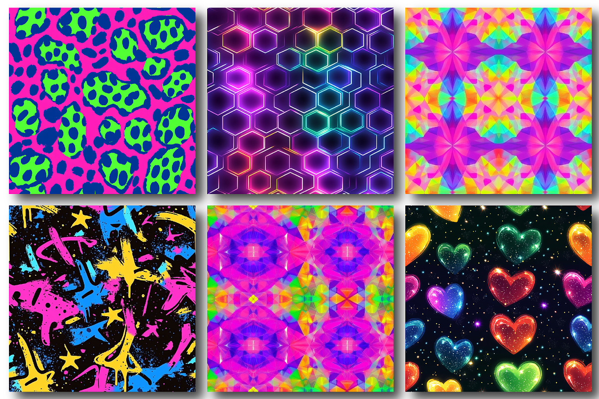 Neon Colors Digital Paper Pattern, a Pattern Graphic by designcity5 (Photo 2 of 5)