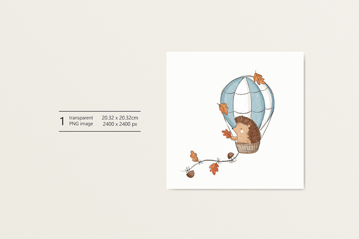 Hedgehog and air balloon, a Pattern Graphic by Olena Kuznietsova (Photo 3 of 10)