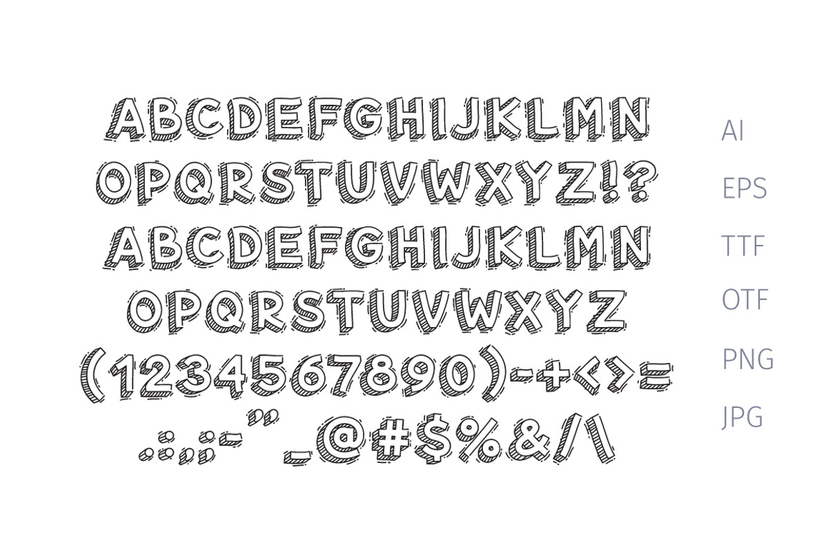 Hand Drawn 3D Letters and Numbers preview 3