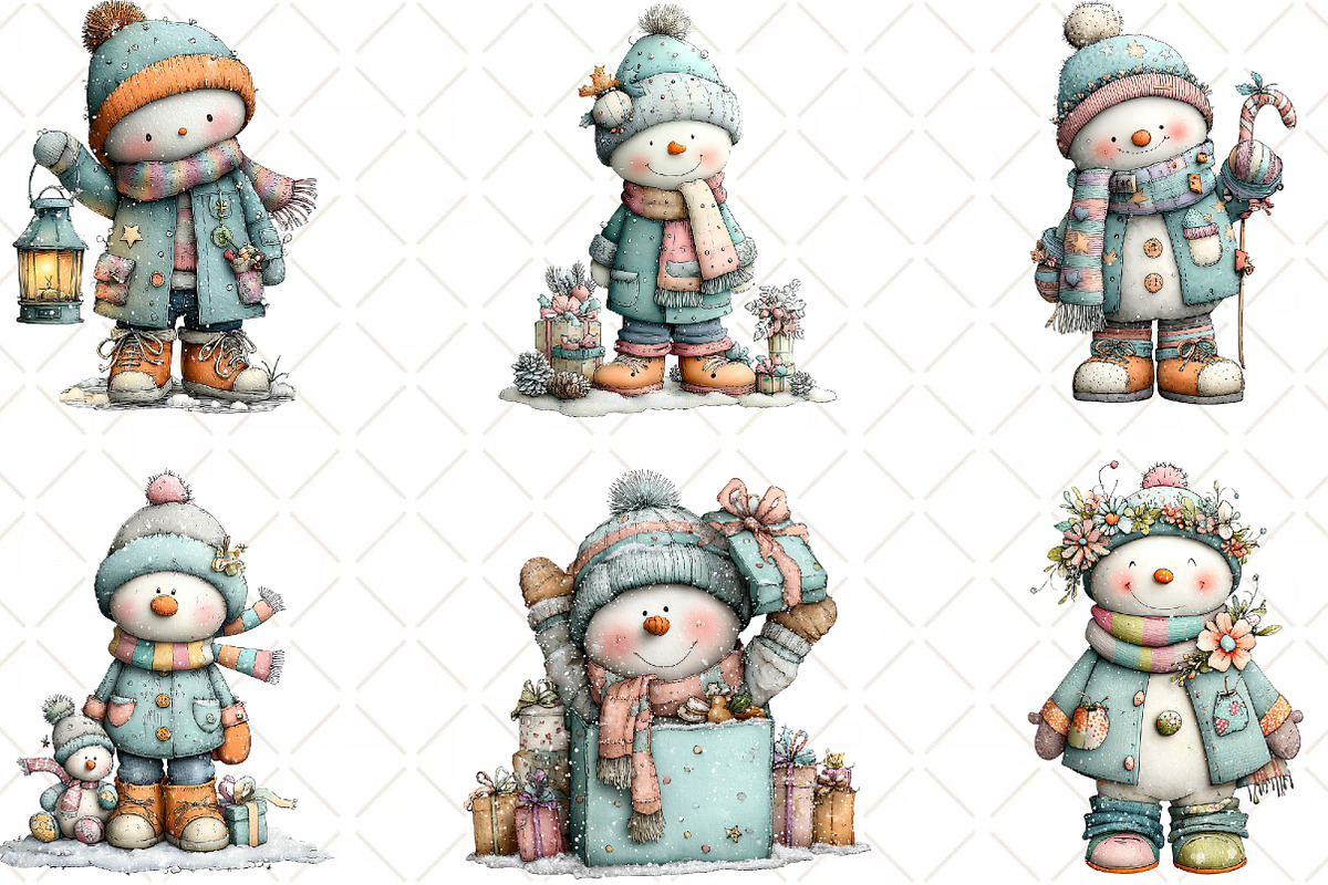 Whimsical Snowman Clipart, an Animal Illustration by Black Bird Studio (Photo 6 of 6)