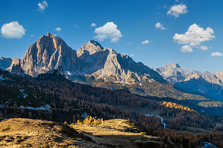 Mountain sunny evening peaceful view from Giau Pass., a Nature Photo by YuriyB